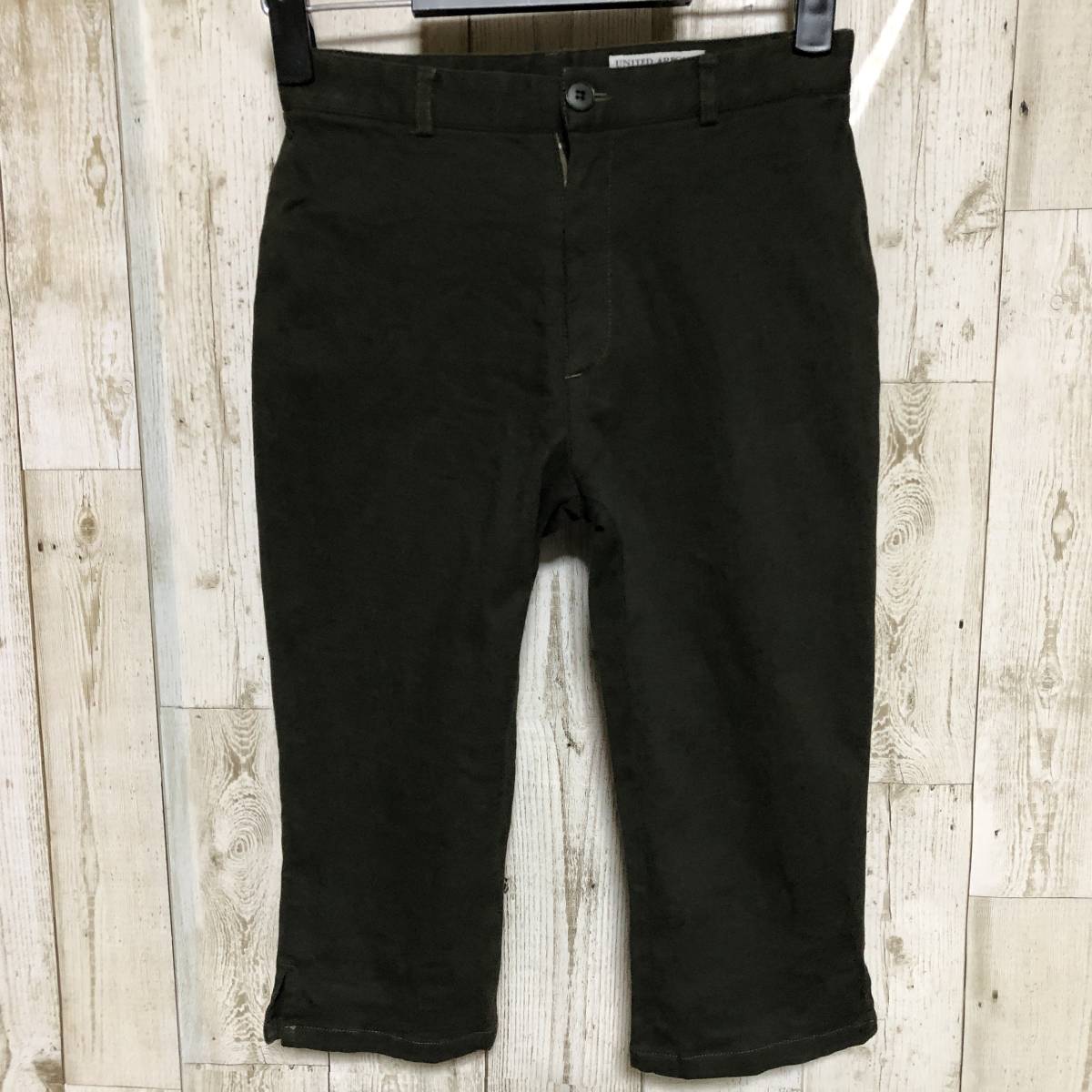 日本製 UNITED ARROWS ユナイテッドアローズ ハーフ クロップド パンツ 深緑 38 美品 管理A1016