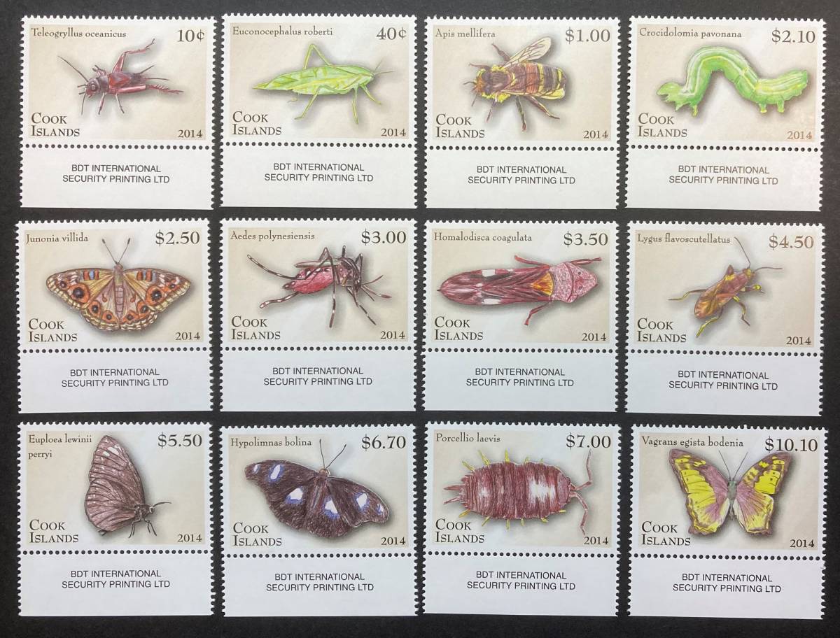 クック諸島 2014年発行 蝶 昆虫 切手 未使用 NH_画像1