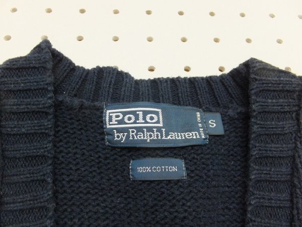 Polo by Ralph Lauren ラルフローレン レディース ワンポイント刺繍 コットン セーターベスト S ネイビー_画像2