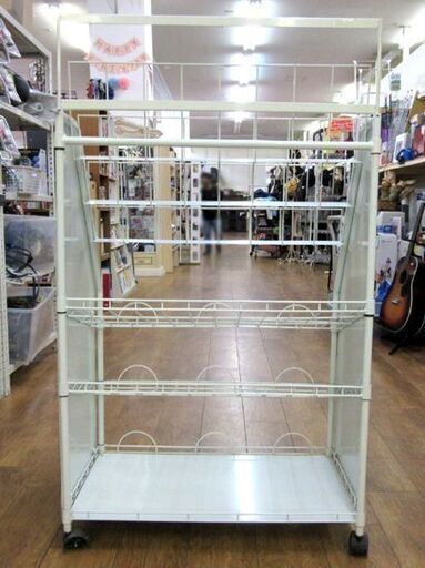 札幌市内近郊限定 マガジンラック 店舗用 什器 幅77cm ディスプレイ ブックスタンド ホワイト 白 キャスター付き 札幌市 厚別区_画像3