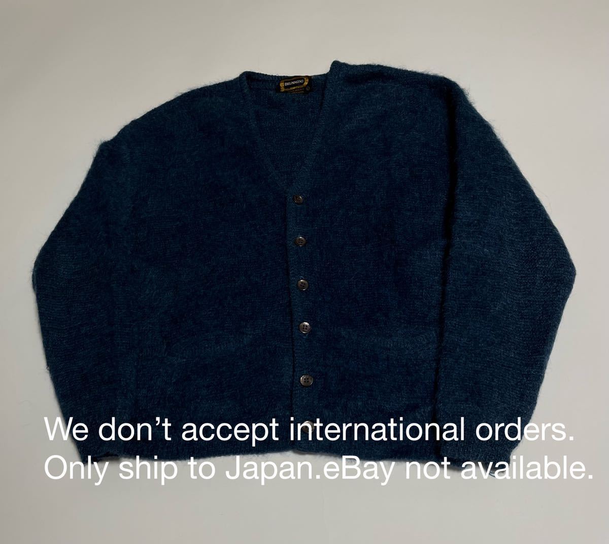 50s 60s モヘアカーディガン Lサイズ 単色 ネイビー トップス
