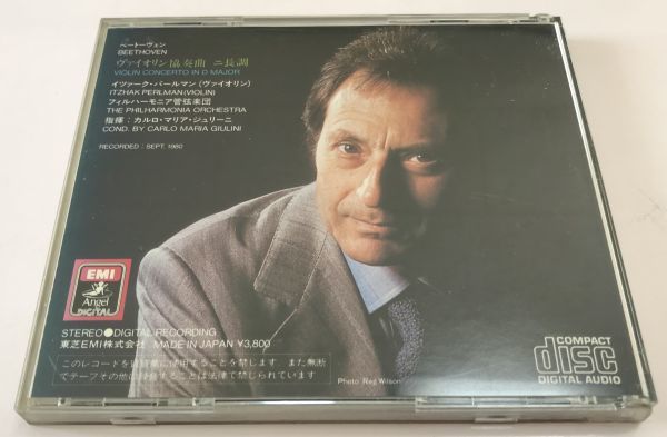 東芝EMI 国内初期盤 CD ベートーヴェン Vn協奏曲 パールマン ジュリーニ フィルハーモニア管弦楽団 CC38-3007 黒エンジェル_左側:ヤケあり