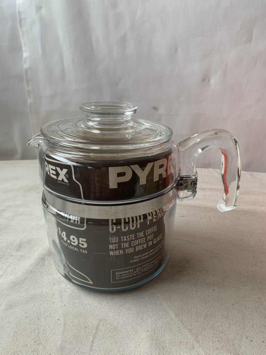  rare dead stock box attaching Old Pyrex percolator 6 cup PYREX interior display antique Vintage collection miscellaneous goods 