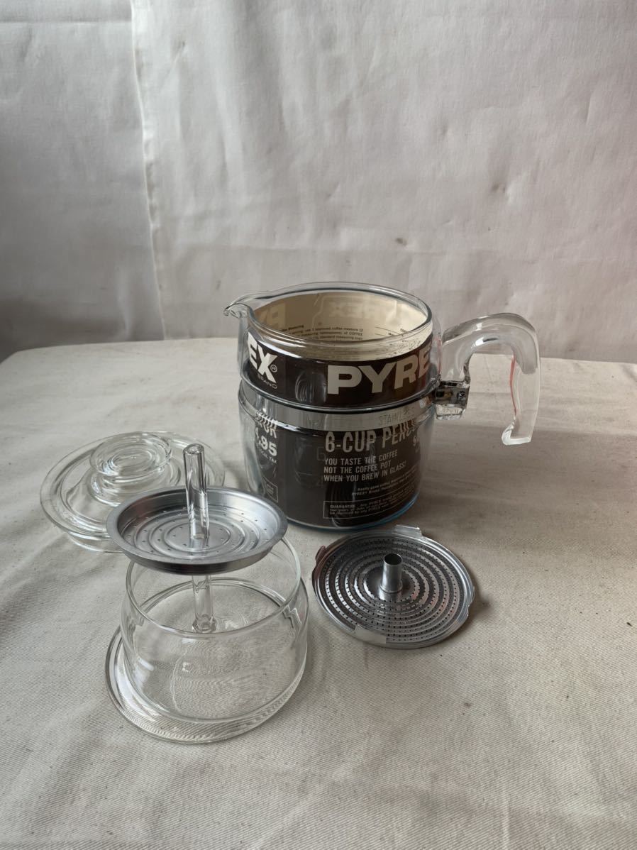  rare dead stock box attaching Old Pyrex percolator 6 cup PYREX interior display antique Vintage collection miscellaneous goods 