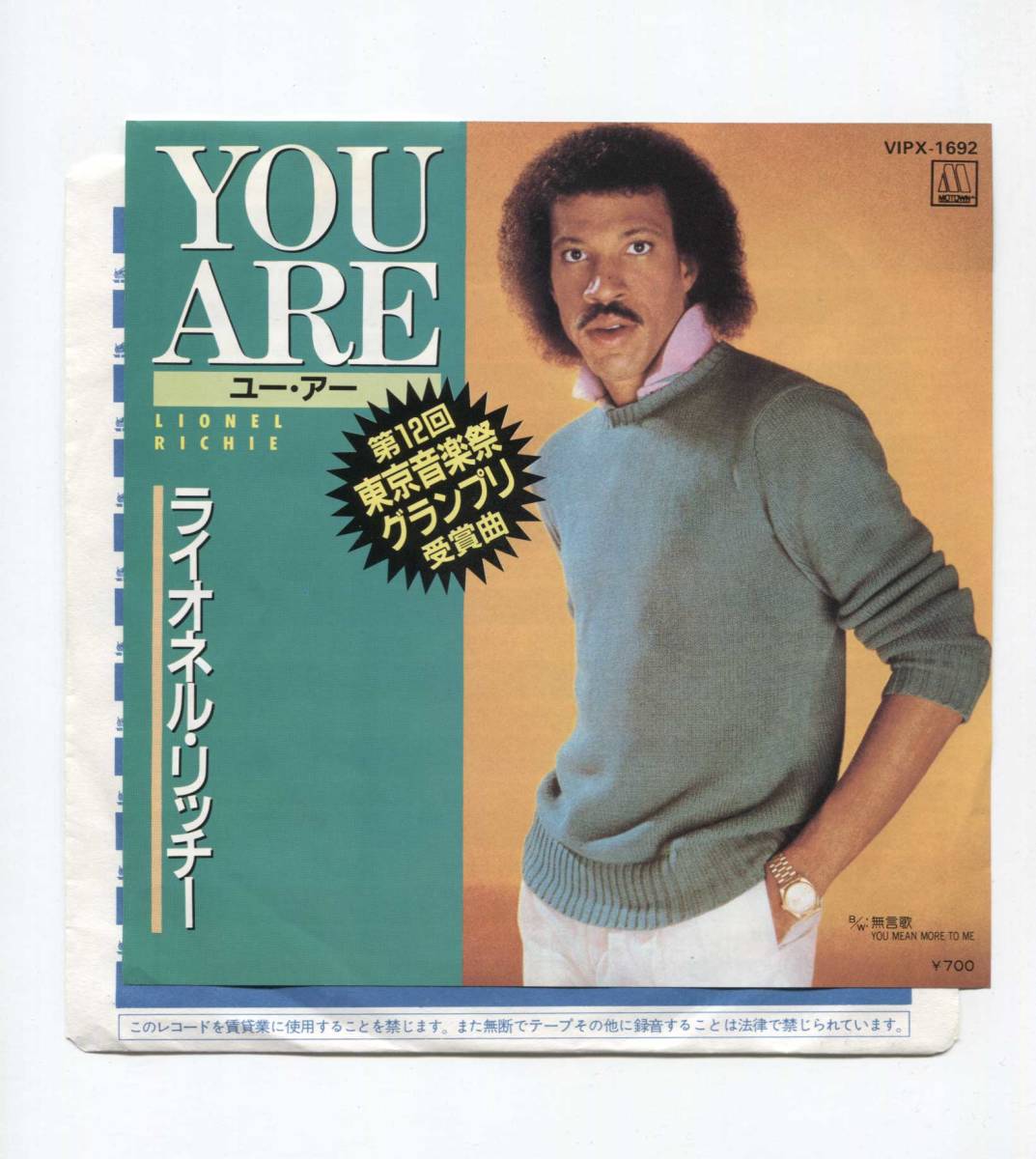 【EP レコード　シングル　同梱歓迎】LIONEL RICHIE ライオネル・リッチー ■ YOU ARE ユー・アー ■ コモドアーズ COMMODORES_画像1