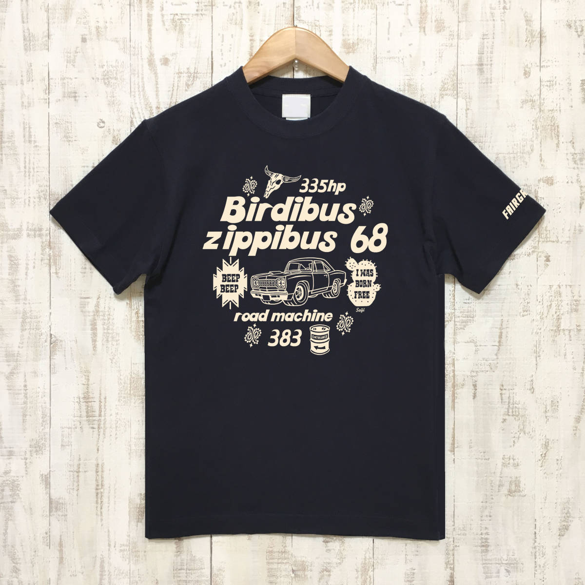 ■BIRDIBUS Tシャツ■ XLサイズ（ネイビーxナチュラル）アメ車　アメリカ　ロードランナ－　モパ－ MOPAR ROADRUNNER PLYMOUSE_画像1