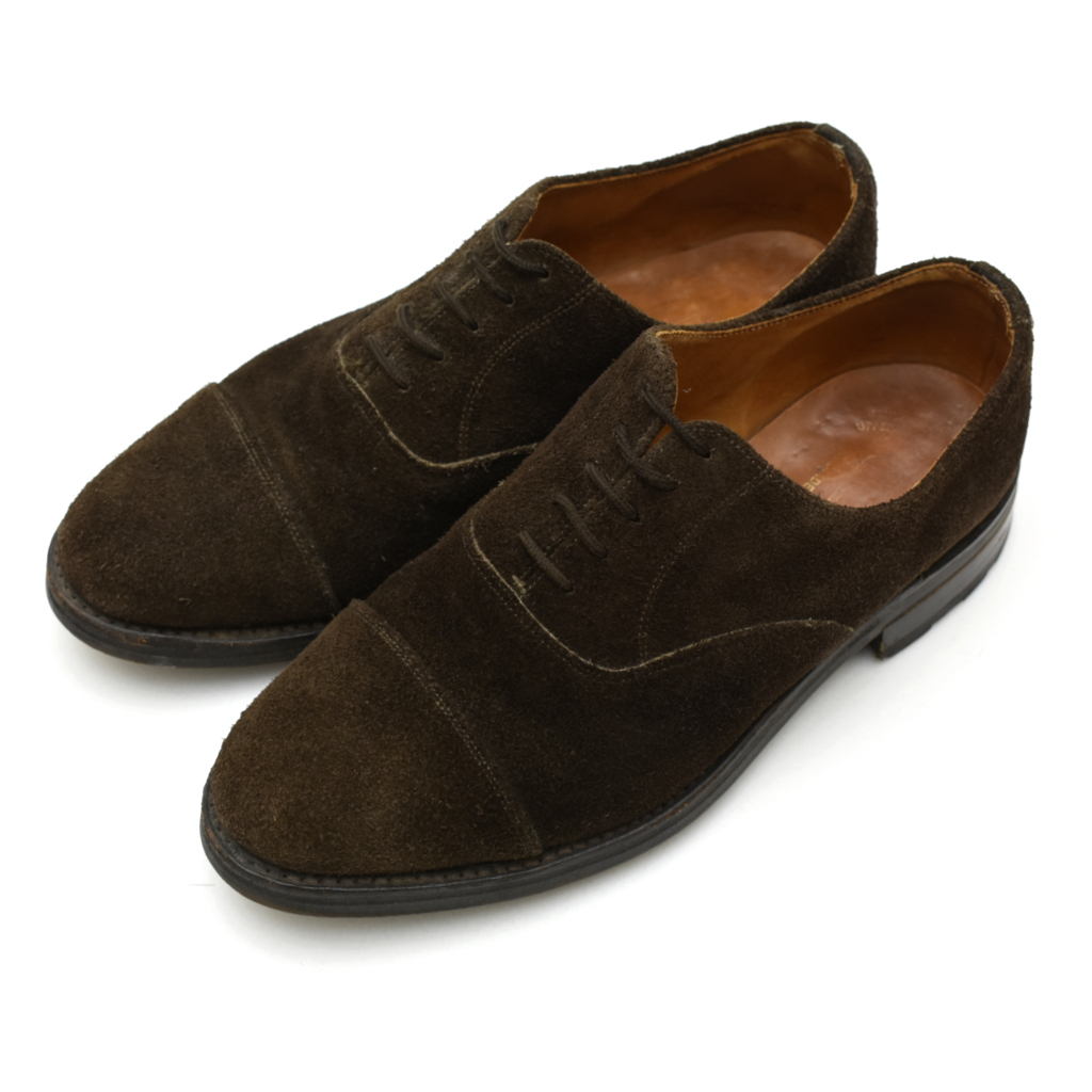 希少 vintage 英国製 Clarks クラークス 良質スエード ストレートチップ レザー シューズ ブラウン ビブラムソール size.uk8 england_画像2