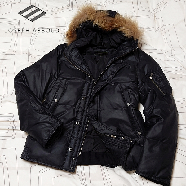 T ポイント5倍 JOSEPH ABBOUD 黒 LLサイズ フーデッドダウン