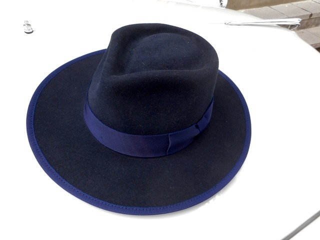 最大の割引 ソフト帽 紳士 中折帽 ソフトハット 兎 ラビットファー 広ツバ ネイビー ビンテージ 50s 40s ジョニーデップ STETSON フロントピンチ ソフト帽