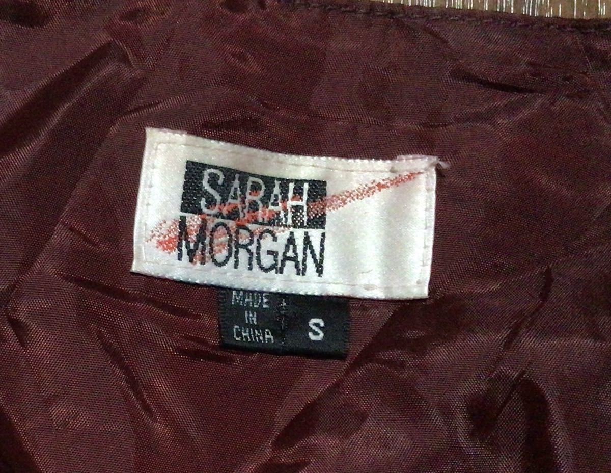 USA輸入★Sarah Morgan 本革 レザーベスト Sサイズ★ウェスタン系 ジレベスト ワインレッド_画像3