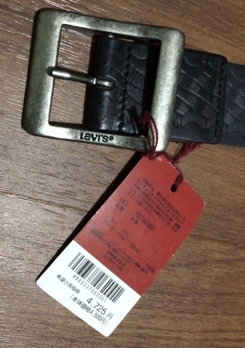 新品★Levi‘s Red tab リーバイス 革ベルト ★黒 ロック ウェスタン系 定価4725円_画像2