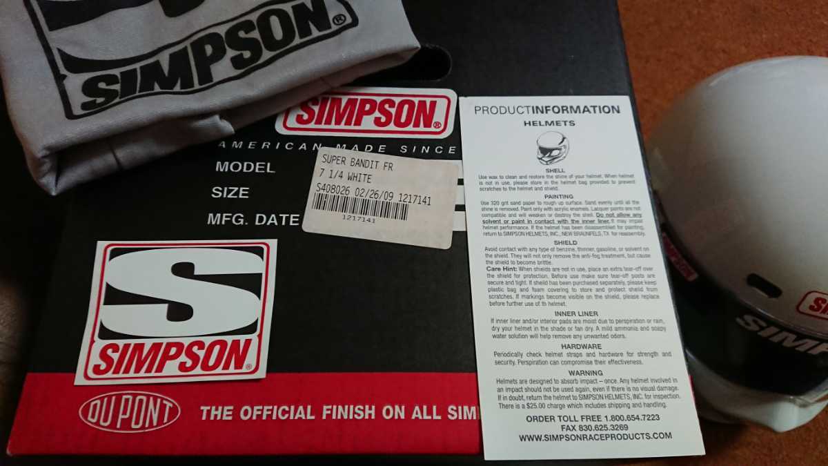 ビンテージ シンプソン スーパー バンディット Simpson Super Bandit アメリカ製 Made in USA 7 1/4 58cm 本国仕様 ホワイト 白_画像2