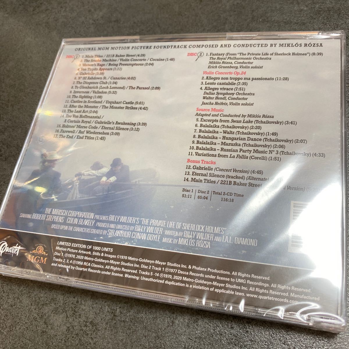 オリジナルサウンドトラックCD 「シャーロック・ホームズの冒険」2枚組　1000枚限定盤　作曲ミクロス・ローザ