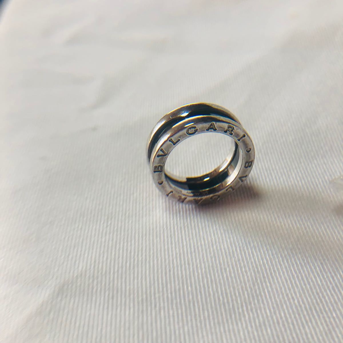 ブルガリBVLGARI セーブ・ザ・チルドレン シルバーリング7号黒