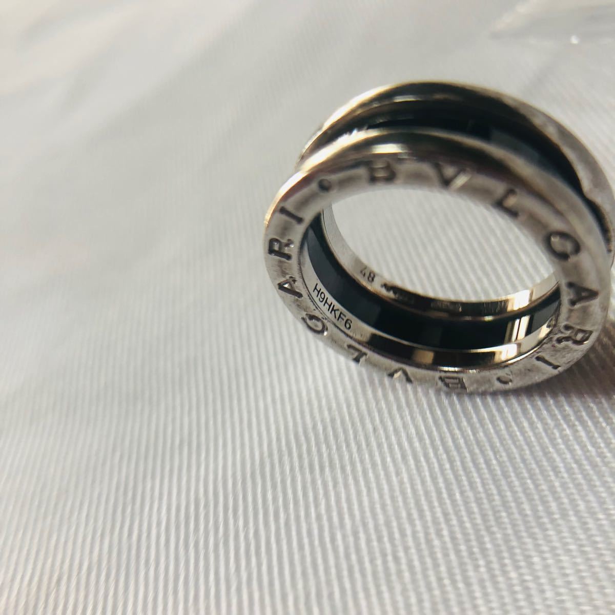 ブルガリBVLGARI セーブ・ザ・チルドレン シルバーリング7号黒