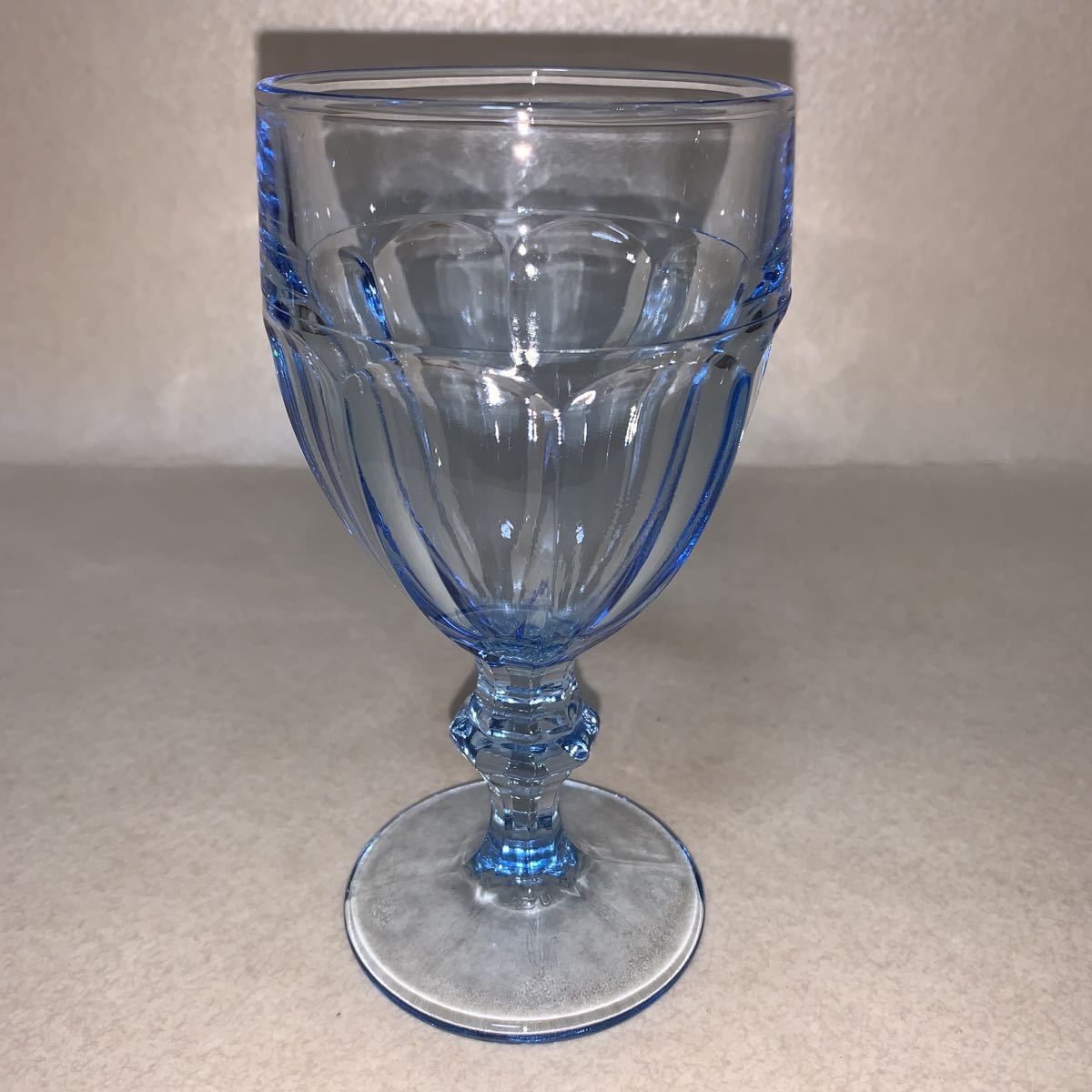  Vintage #Libbey company manufactured blue glass goblet DURATUFF water glass wine glass # America 