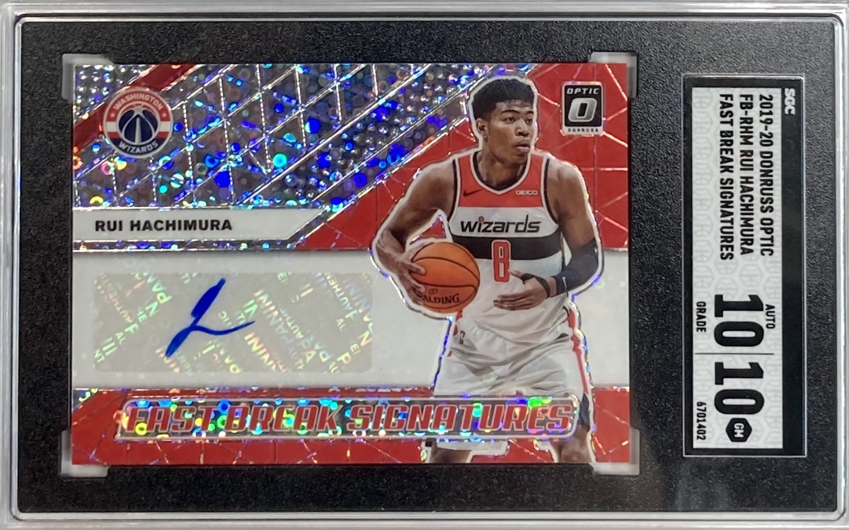 【状態完璧!SGC10Auto10】八村塁直筆ルーキーサイン 2019-20 Donruss Optic Fast Break Signatures Prizm Ref RC Auto_画像1