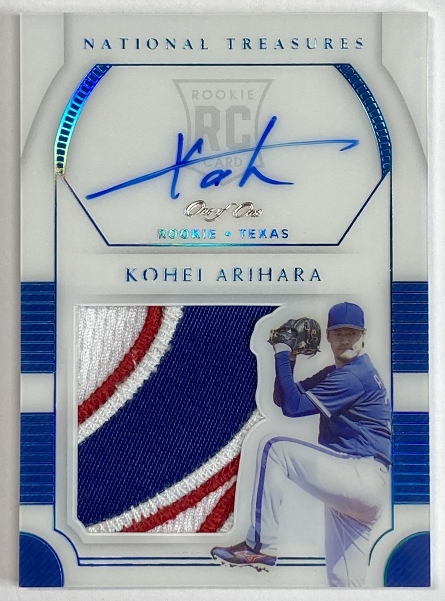 正規品販売! National 2021 【1/1枚限定】有原航平直書きルーキーサイン実使用パッチ Treasures Auto Patch RC Platinum Silhouettes Rookie Topps
