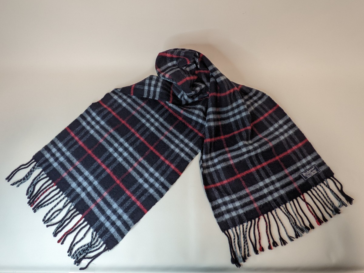 美品! バーバリー イングランド製 カシミヤ100% ノバチェックマフラー