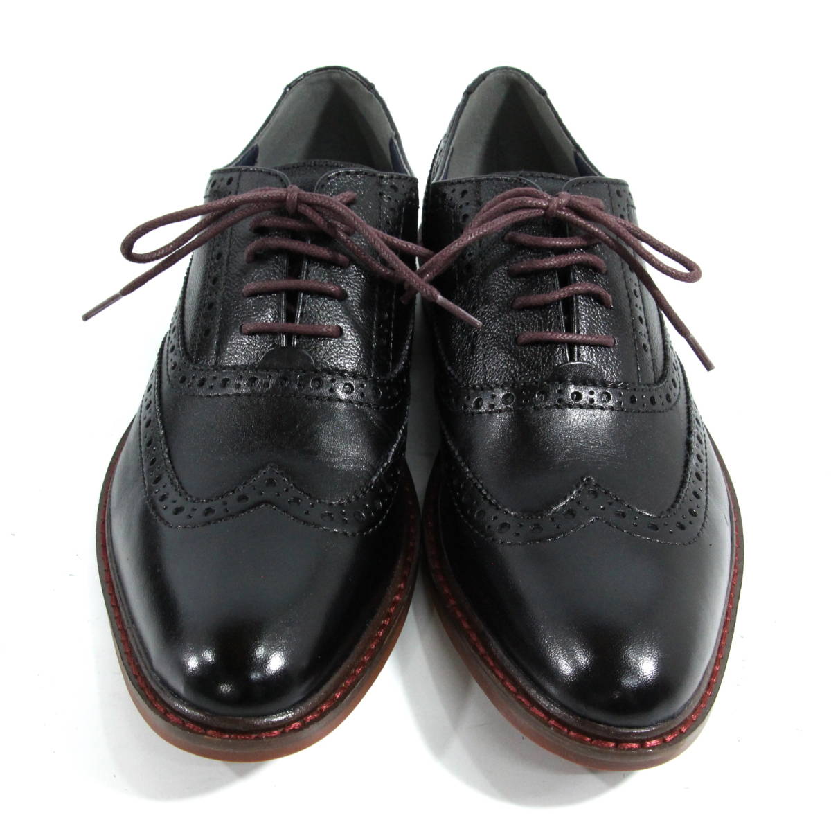 【高級品】BG レザー ウィングチップ ブーツ ローカット 25.5cm ブラック 黒 ローファー ビジネス ドレス シューズ 革靴 32-85ZJ50_画像3