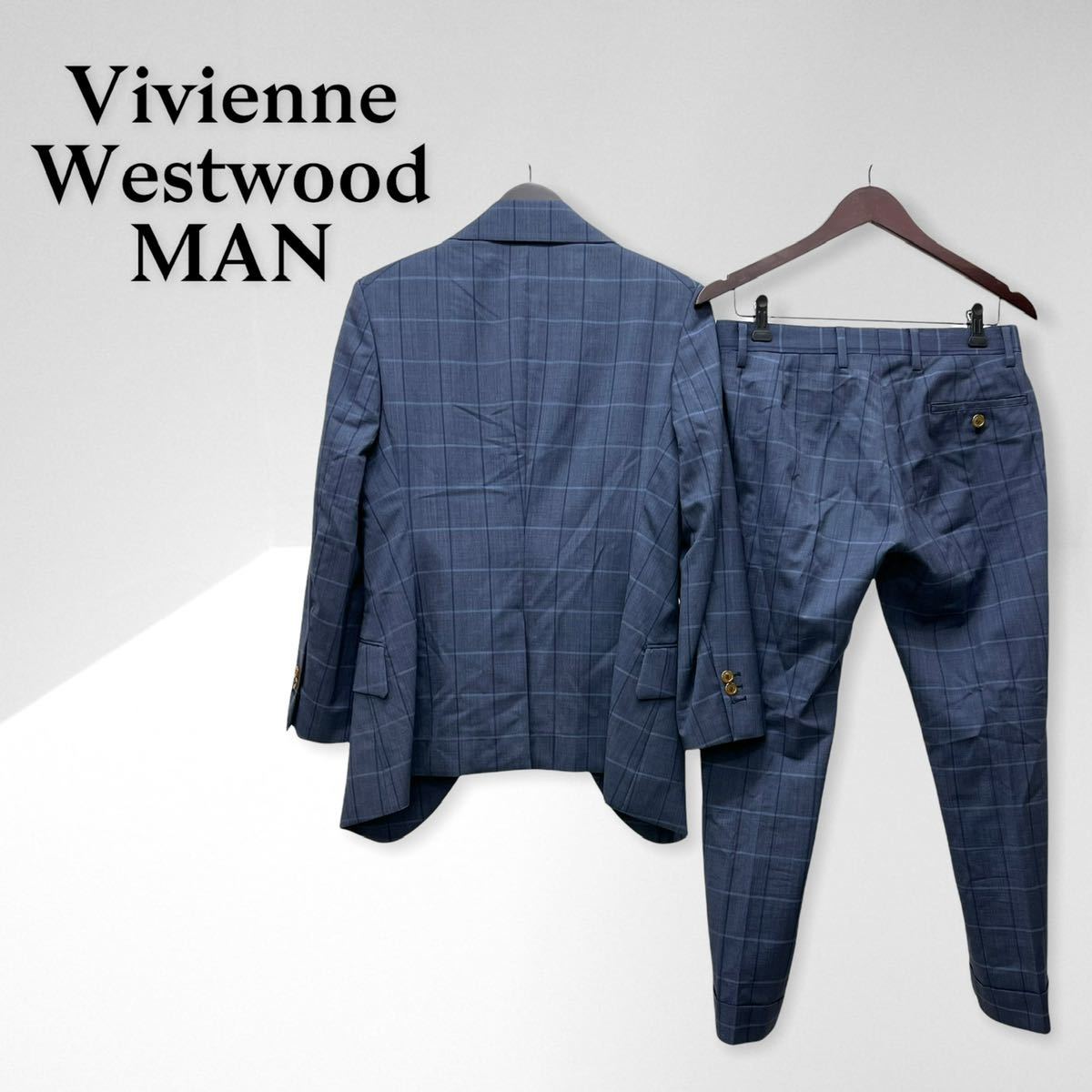 Vivienne Westwood MAN ヴィヴィアンウエストウッドマン ウール チェック柄 シングルジャケット スラックスパンツ セットアップ  スーツ