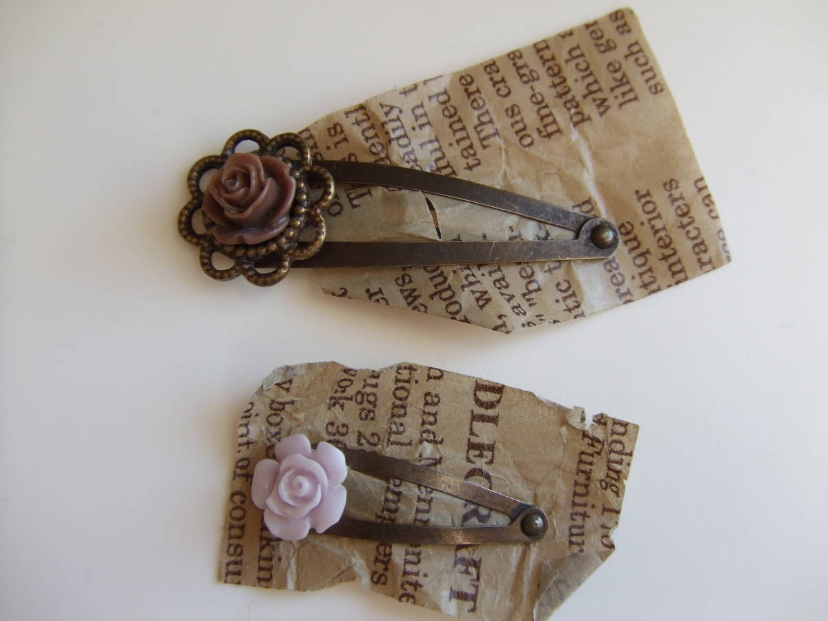  antique * hairpin *. stop *2 piece set * rose rose * rose * patch n..* new goods * girl *