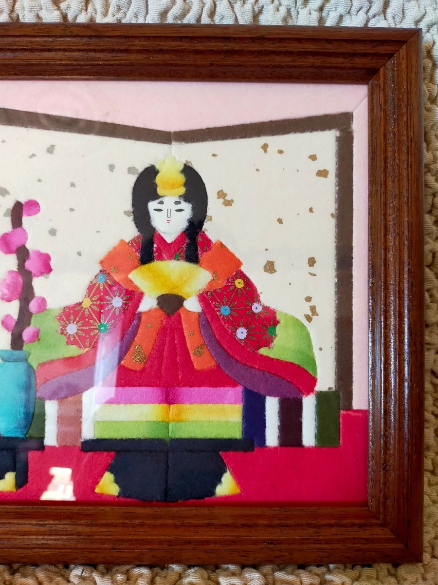 未使用 和紙アート 木製額縁 35×21cm ひなまつり飾り おひな様 未使用 和紙アート 木製額縁 35×21cm ひなまつり飾り おひな様