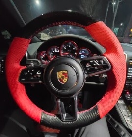  new goods steering wheel cover Porsche Macan Cayenne Panamera steering wheel for hand .. type black red 