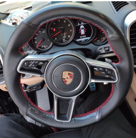  new goods steering wheel cover Porsche Macan Cayenne Panamera steering wheel for hand .. type black red 