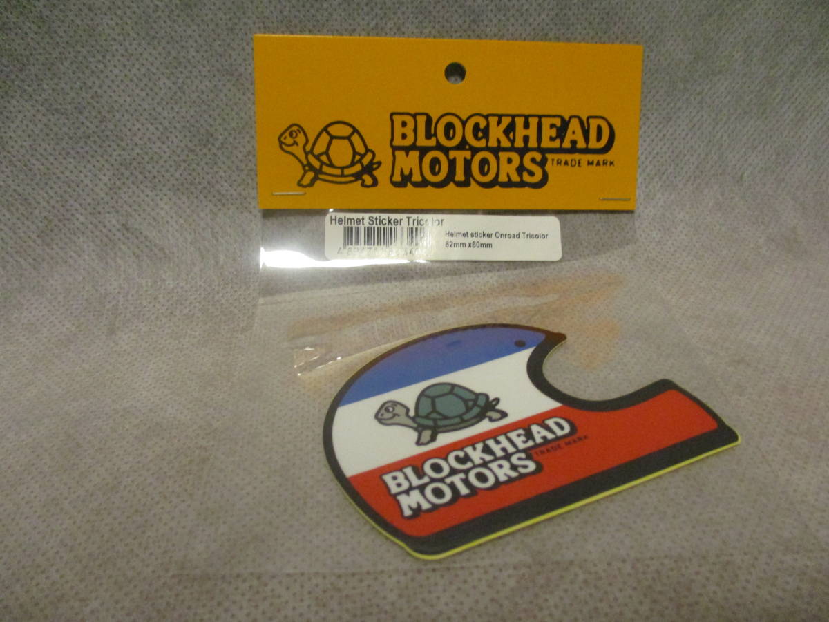 未使用未開封品 Blockhead Motors Helmet Sticker Tricolor 82mm x 60mm Helmet Sticker Onroad Tricolor_画像1
