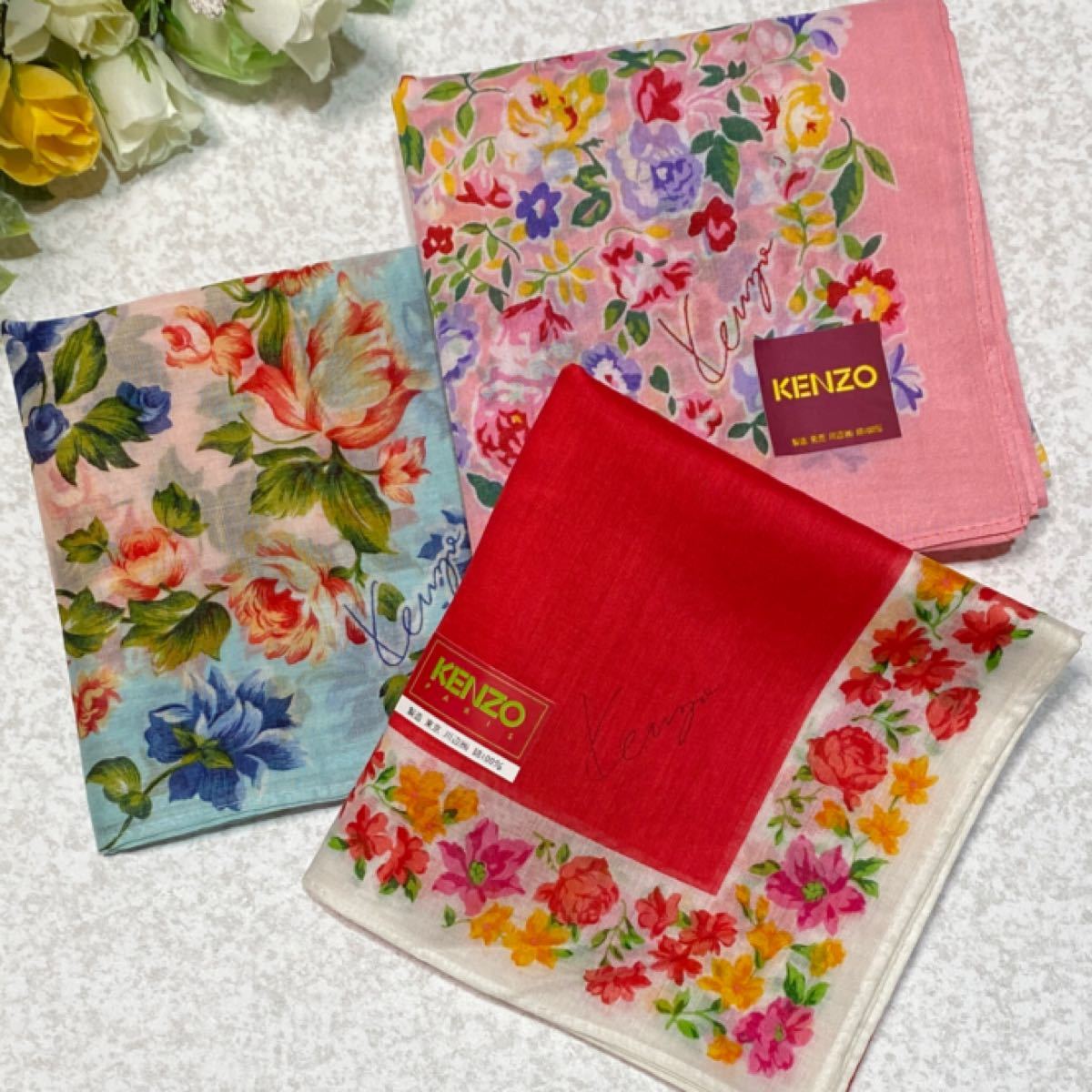KENZO ハンカチ3枚セット 花柄 ケンゾー 高田賢三 ハンカチ KENZO ハンカチ3枚セット 花柄 ケンゾー 高田賢三 ハンカチ