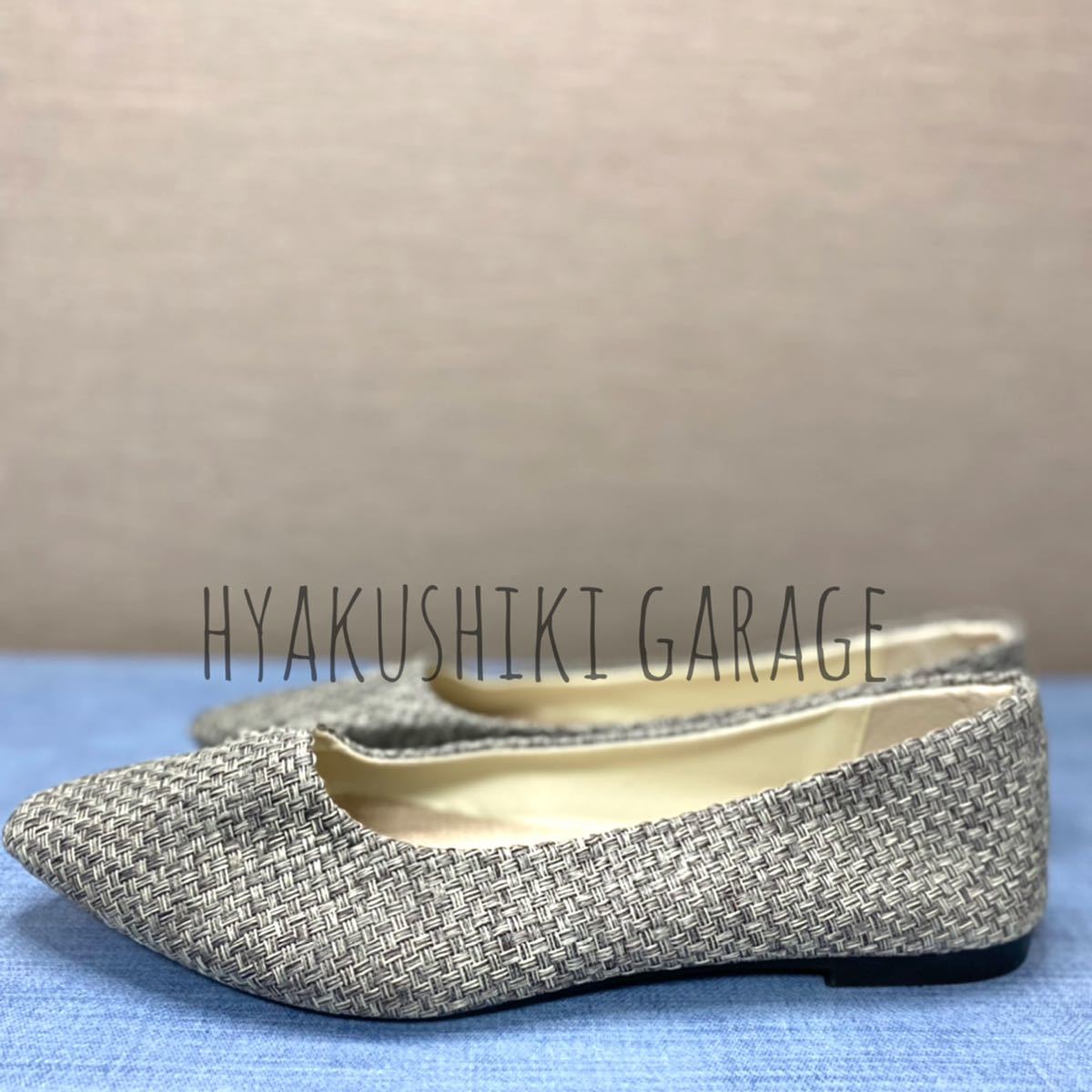 C26-47 26.5cm large size knitting manner pumps lady's gray new goods unused 