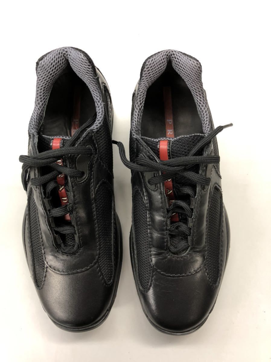 プラダスポーツ [ PRADA ] メッシュ レザー スニーカー ブラック 黒