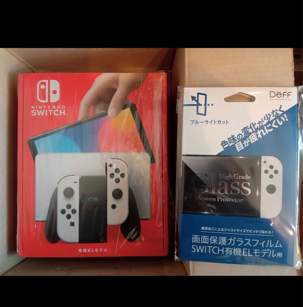 正規通販 Nintendo Switch 有機ELモデル 本体 ホワイト ガラスフィルム 