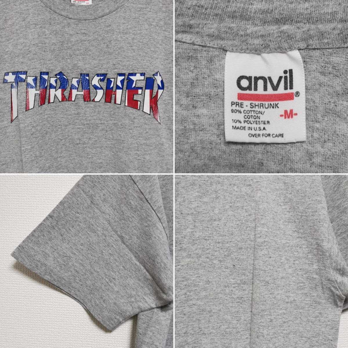 即決 M 90s スラッシャー THRASHER 星条旗 Tシャツ ANVIL USA製