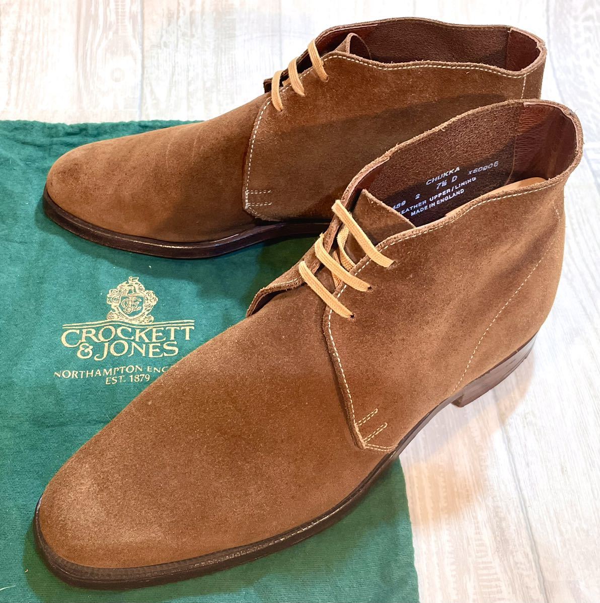 CROCKET&JONES クロケット＆ジョーンズ CHUKKA◆25cm UK7.5 D◆チャッカブーツ 革靴 スエードレザー ビジネスシューズ メンズ 茶 ブラウン_画像1