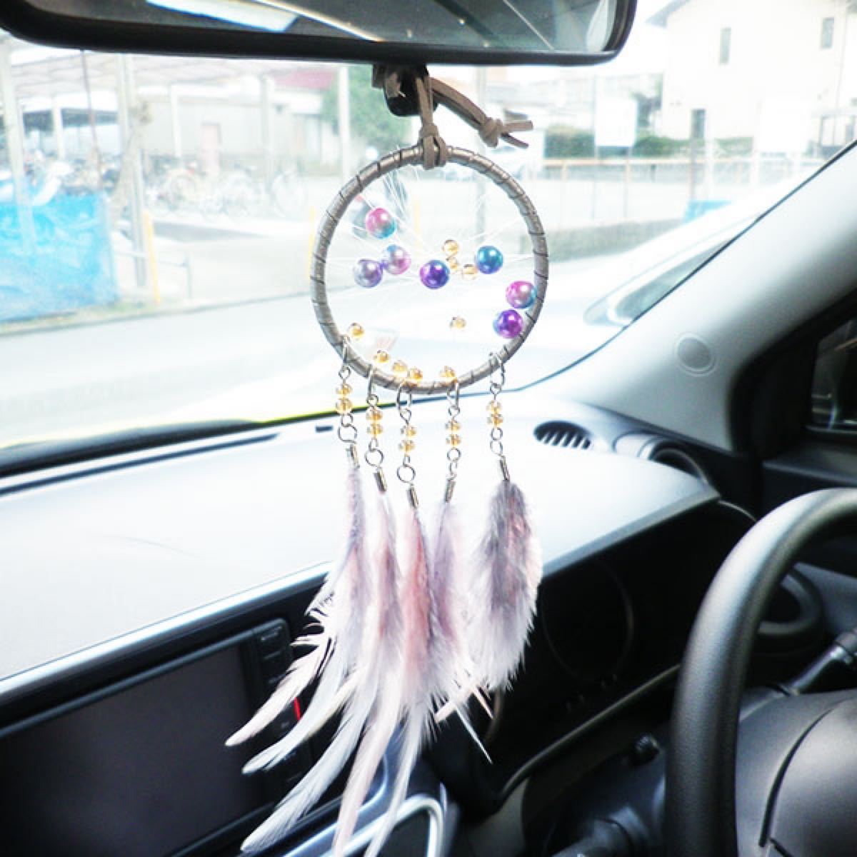 Paypayフリマ 新品 ドリームキャッチャー 車 ルームミラー アクセサリー パステル グレー Paypayフリマ 新品 ドリームキャッチャー 車 ルームミラー アクセサリー パステル グレー