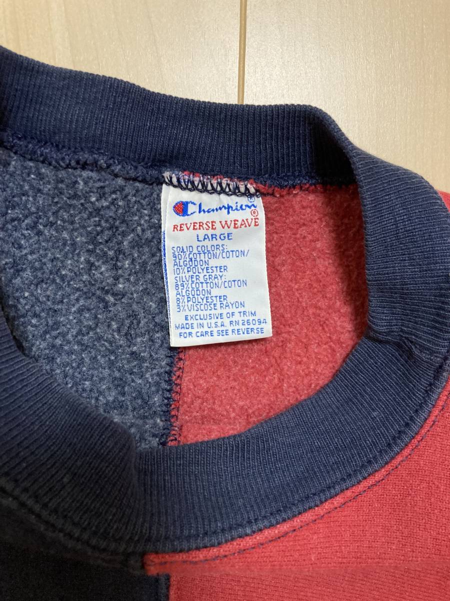 美品】 USA製 90s CHAMPION リバースウィーブ L 刺繍タグ 目付き