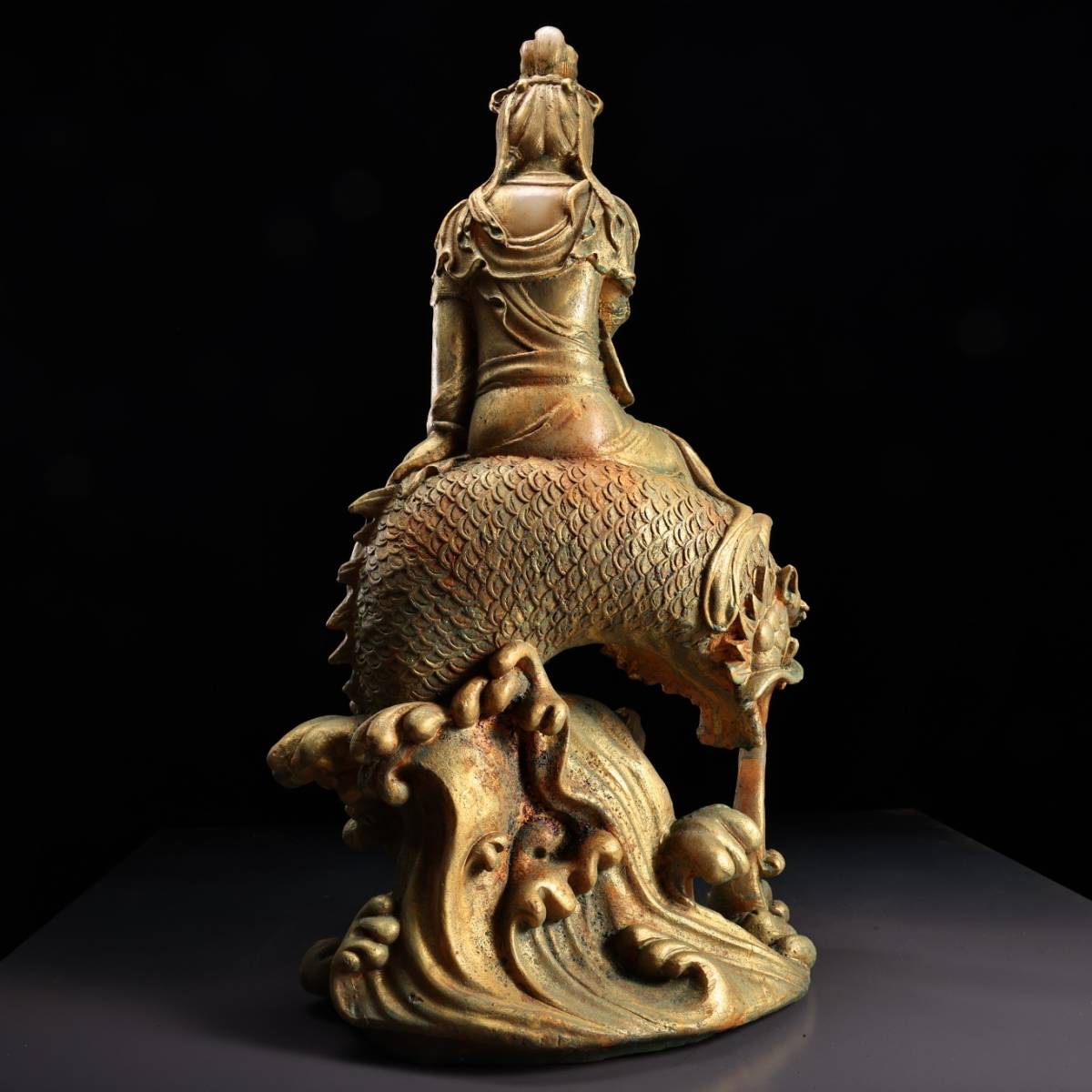 典藏*白玉*細密彫*御龍觀音】収蔵品 貴重物品 古美術品 稀少珍蔵品-