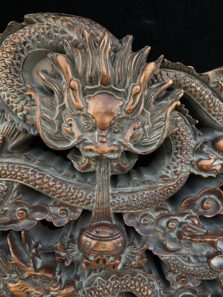 典藏*黄楊木細作*九龍戲寶】置物 古賞物 古美術品 家族珍蔵品