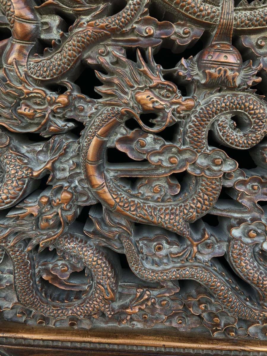 典藏*黄楊木細作*九龍戲寶】置物 古賞物 古美術品 家族珍蔵品