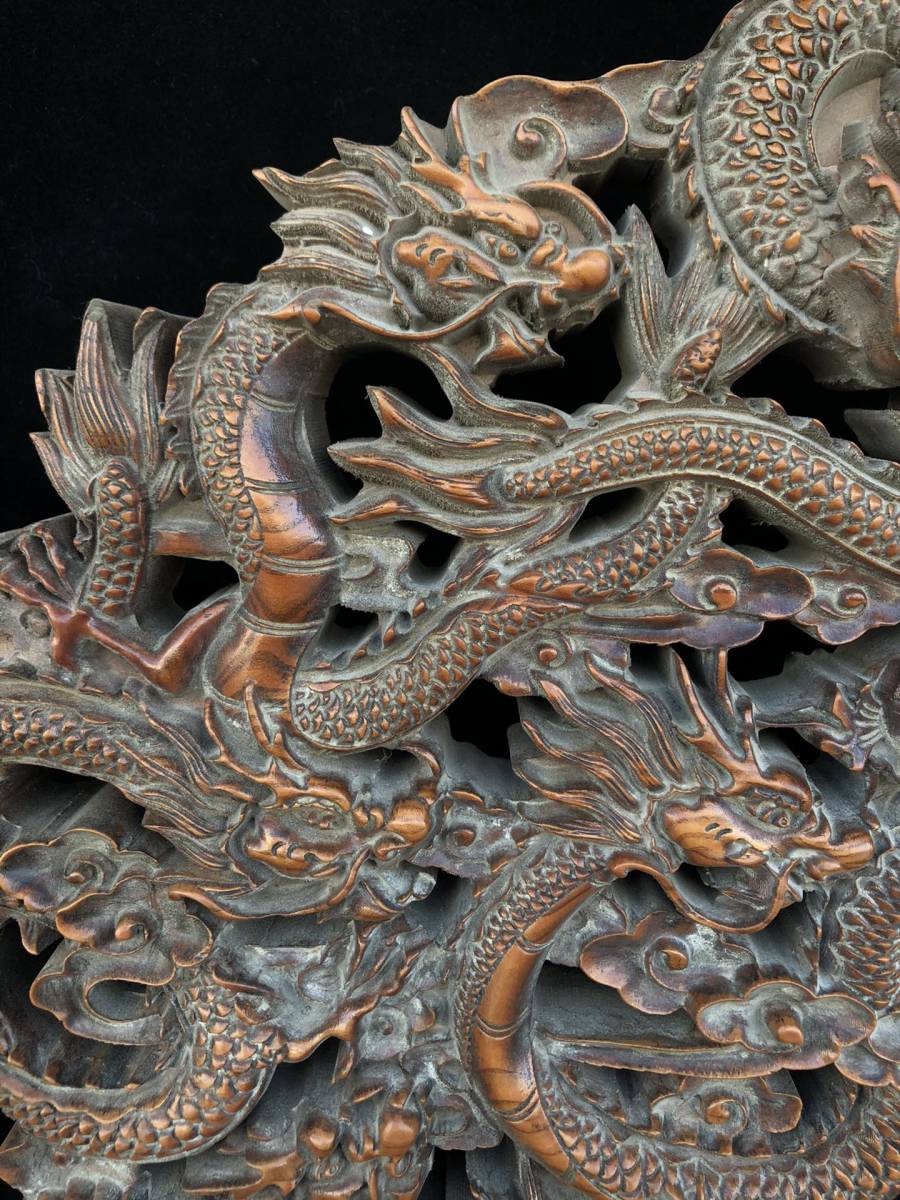典藏*黄楊木細作*九龍戲寶】置物 古賞物 古美術品 家族珍蔵品