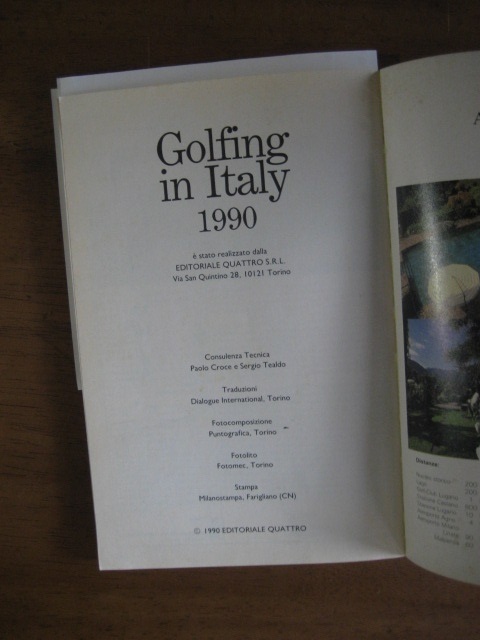 パンフレット Golfing in ITALY(ゴルフィング・イン・イタリー) 1990 イタリア版_Golfing in ITALY プロダクト