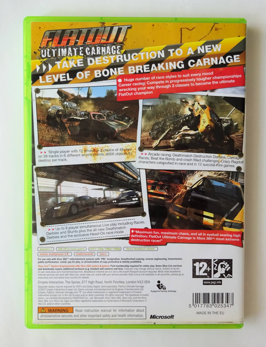 フラットアウト・アルティメット・カーネージ FLATOUT ULTIMATE CARNAGE EU版 ★ XBOX 360_画像3