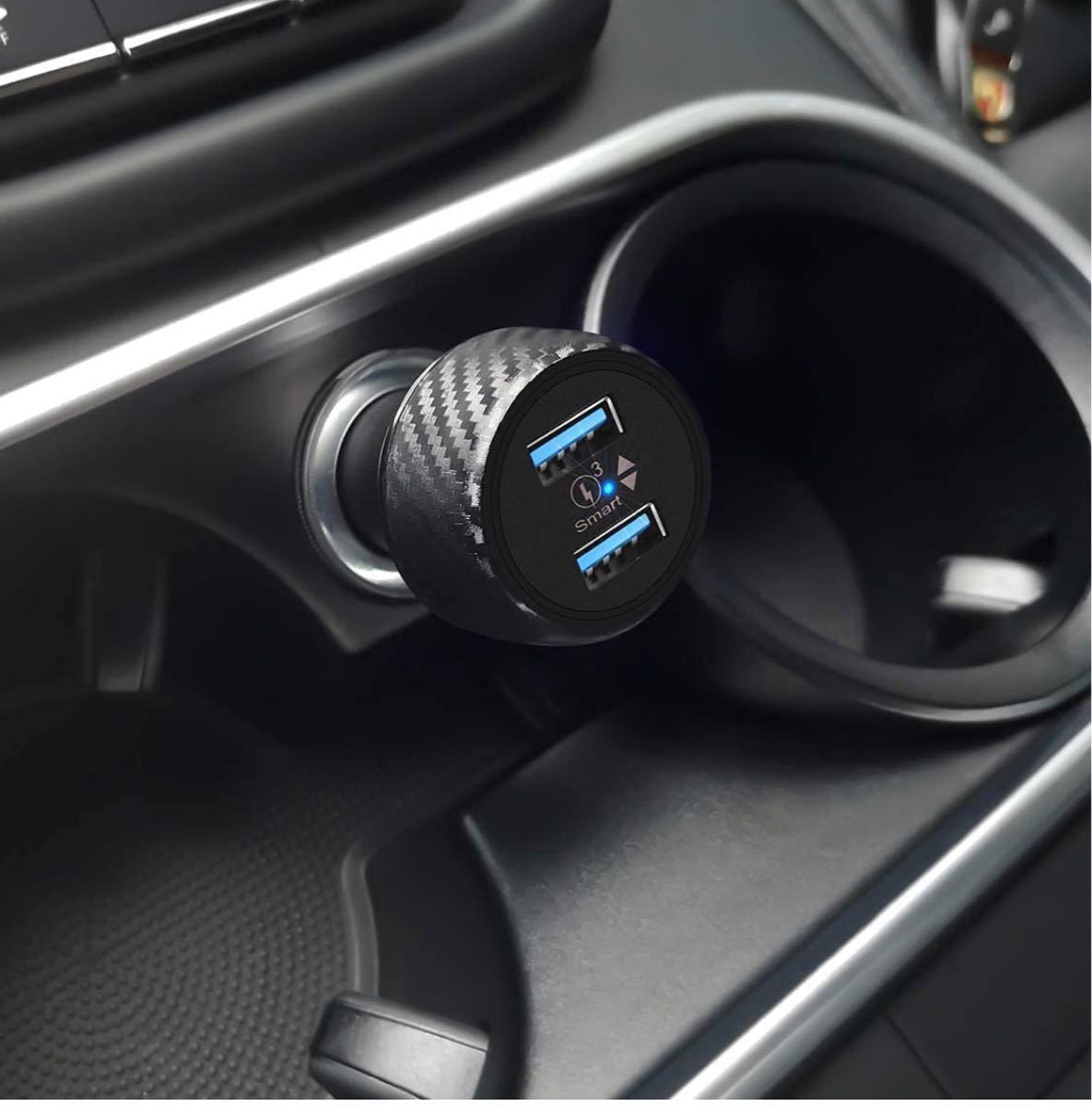 車載充電器 2usbポート qc3.0+smart 39W 急速充電