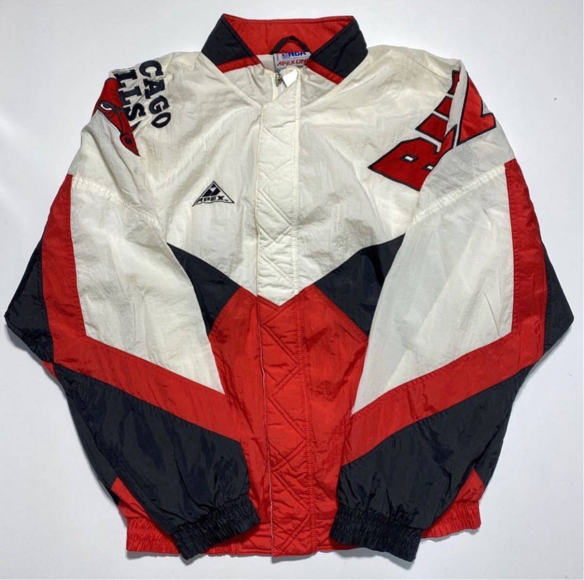 【中古】 90年代 Jacket Nilon Bulls Chicago NBA APEXONE Vintage 【XL】90s ヴィンテージ  Y887 フィリピン製 ジャケット ナイロン シカゴブルズ XLサイズ以上