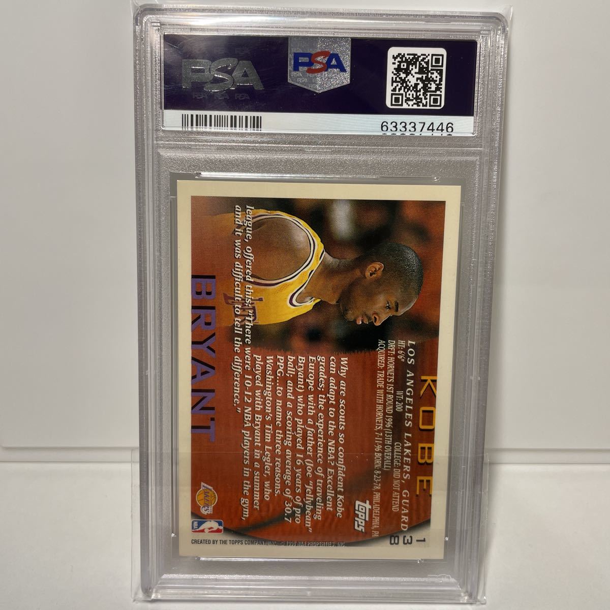 【 PSA 8 】 Kobe Bryant RC 1996-97 Topps NBA_画像2