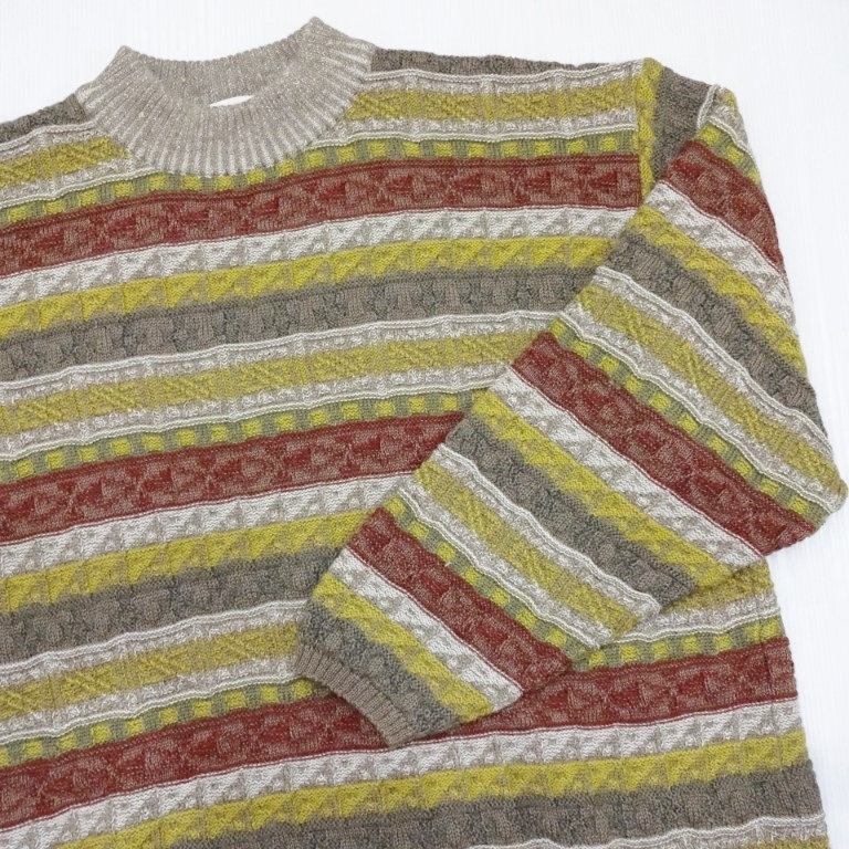  быстрое решение * без доставки * альпака Blend 3D общий рисунок вязаный свитер [XL] Vintage E162