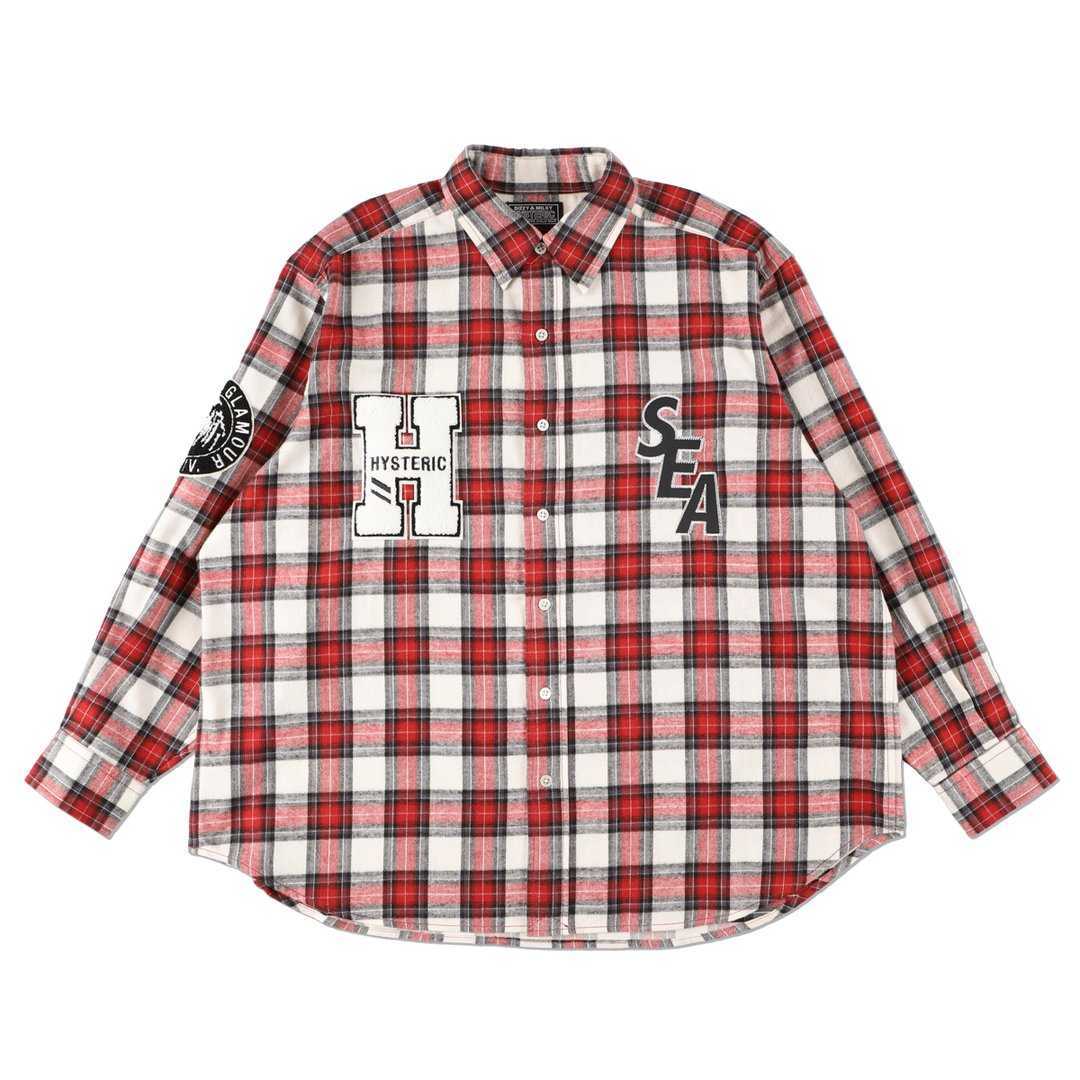 L】HYSTERIC GLAMOUR X WDS CHECK SHIRT RED HYS-3-04 ヒステリック