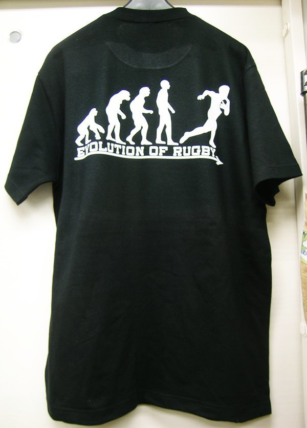 進化 evolution Tシャツ ラグビー 黒 S/M/L/XL 新品 ラガーマン W杯 ワールドカップ rugby スローフォワード_画像1